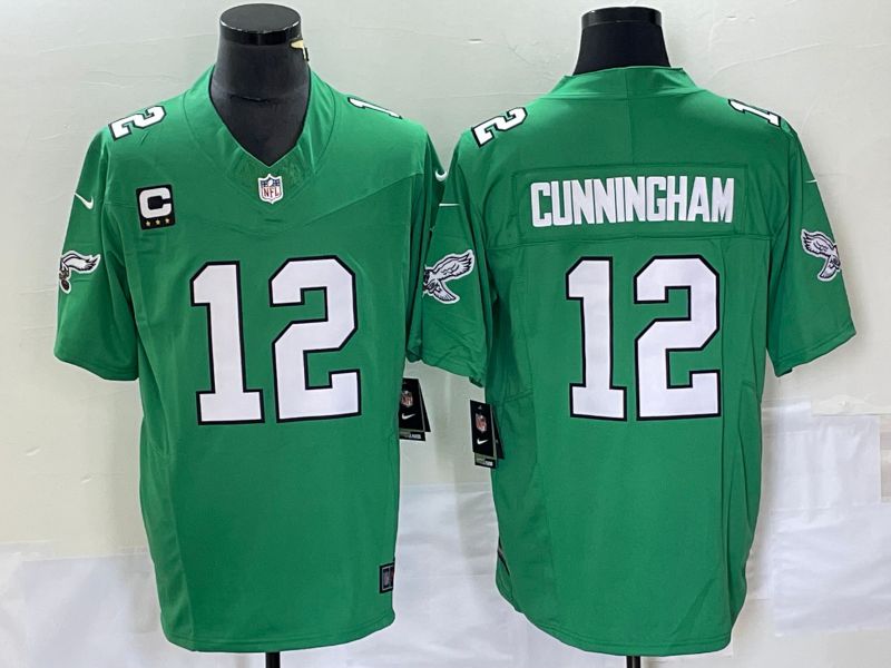 Men Philadelphia Eagles #12 Cunningham Green Nike Throwback Vapor Limited NFL Jerseys